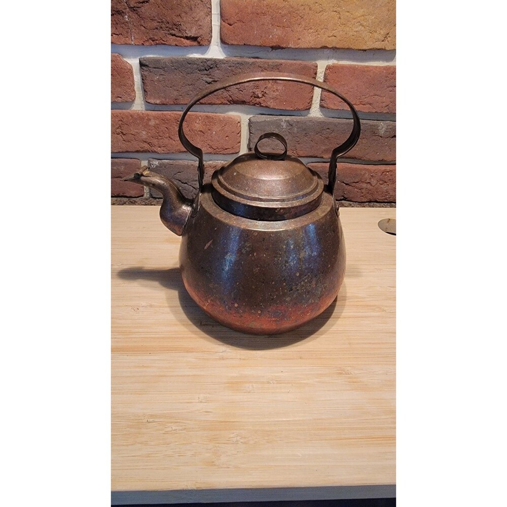 Small Unique Antique Vintage Copper Tea Pot / Kettle Beautiful Patina with Lid